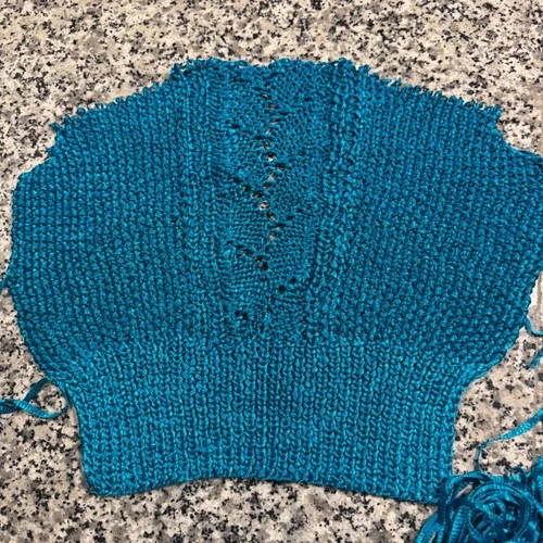 Pingouin Ruban Ribbon Yarn Turquoise Blue Lot of 5 Plus Pre-worked Knit Panels image 2