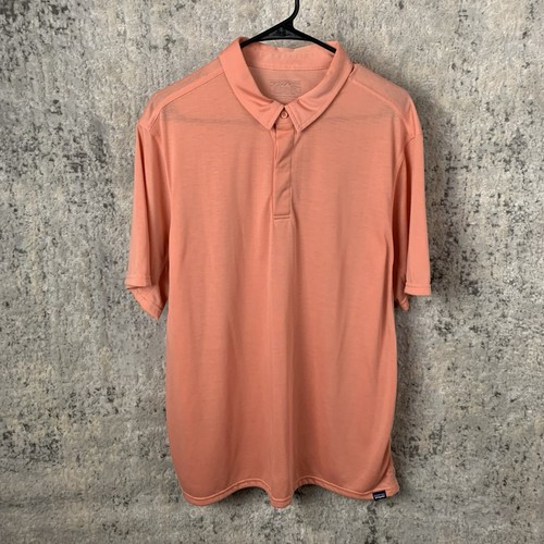 Patagonia Capilene Cool Trail Poloshirt XL Orange Peach Kurzarm Herren