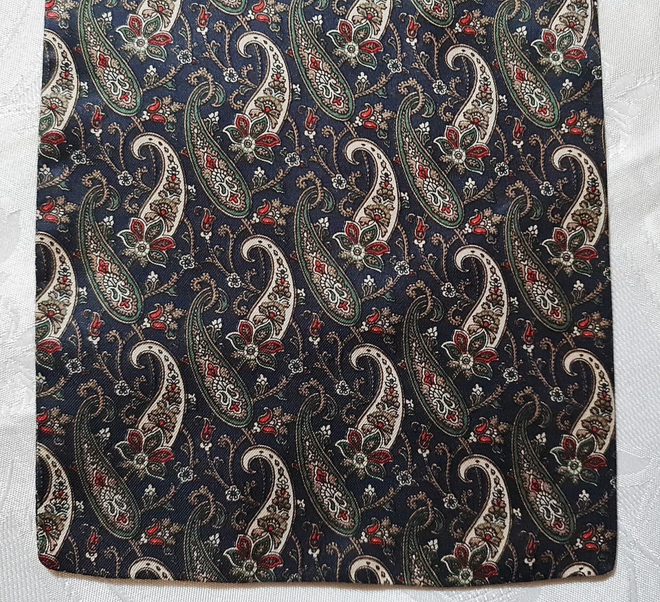 BUFANDA CABALLERO VINTAGE AUTÉNTICA PAISLEY ART AZUL VERDE SEDA LARGA DOBLE PIEL HOMBRES Foto 2 de 3