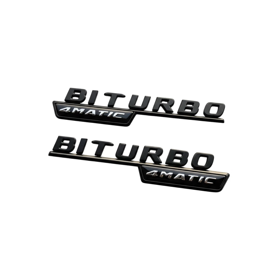 BITURBO 4MATIC ЧЕРНЫЙ КРЫЛО БОКОВАЯ ЭМБЛЕМА ЗНАЧОК ДЛЯ AMG C43 E43 GLC43 ПАРА - Изображение 2 из 3
