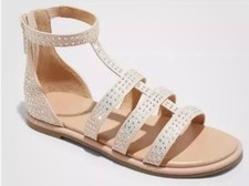 Girls Cat Jack Rainee Studded Rhinestones Gladiator Sandals Blush Pink Sz 4