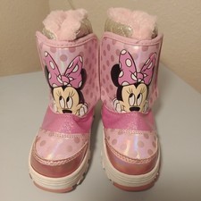 Minnie Mouse Size 7 Pink Snow Boots Light Up Winter Shoes