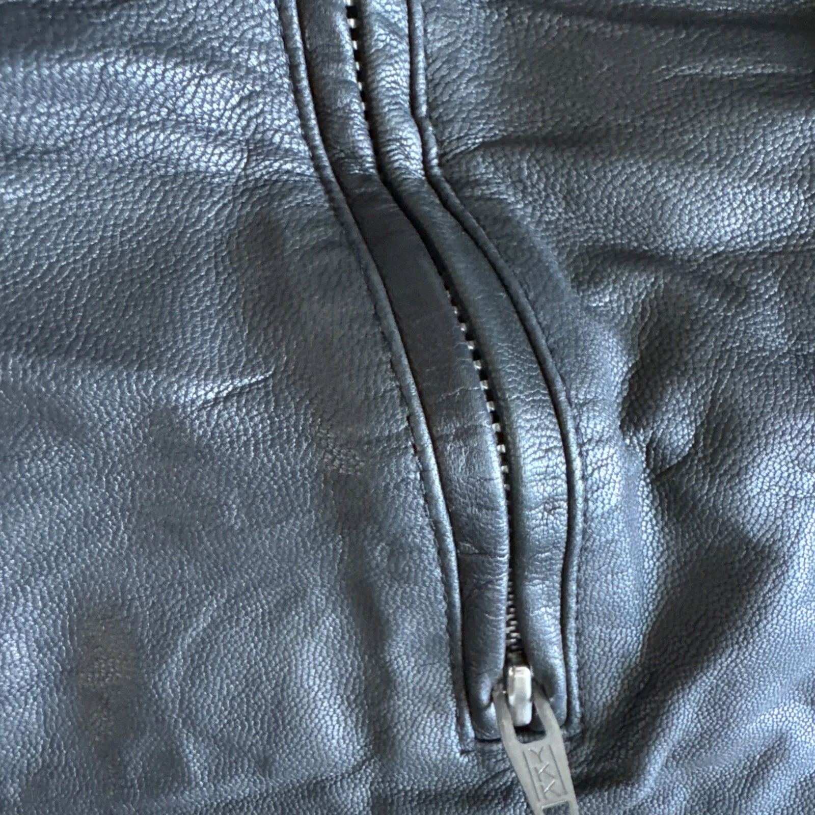 Private Brand AG Black Goat Leather Biker Jacket Quilted Moto XL Japanese Brand image 4