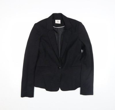 Tu Damen schwarz Slim Fit Ein Knopf Blazer Jacke Größe 12