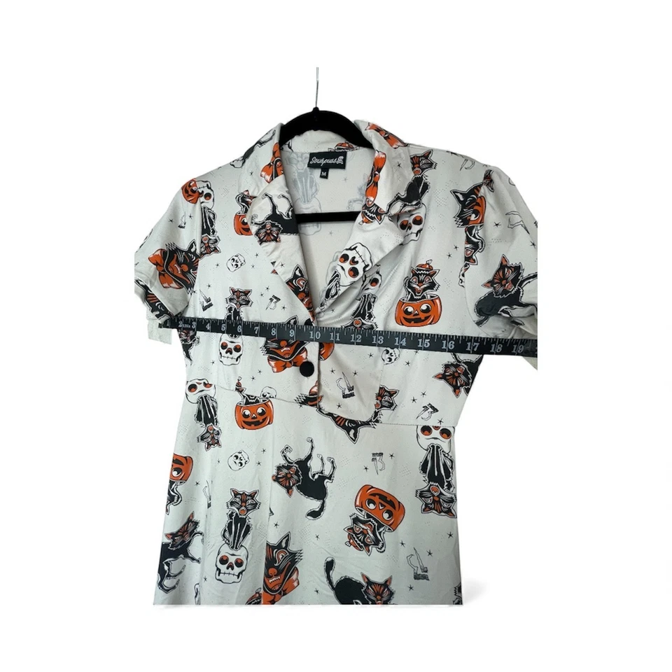 Vestido Sourpuss Rockabilly Gótico Halloween Espeluznante Lindo Mediano Patinador Gato Negro Foto 4 de 4