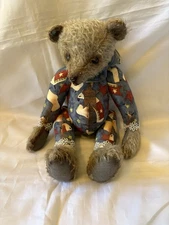 OOAK Artist Teddy Bear, a jester bear, Twelve Inches, Tan Mohair