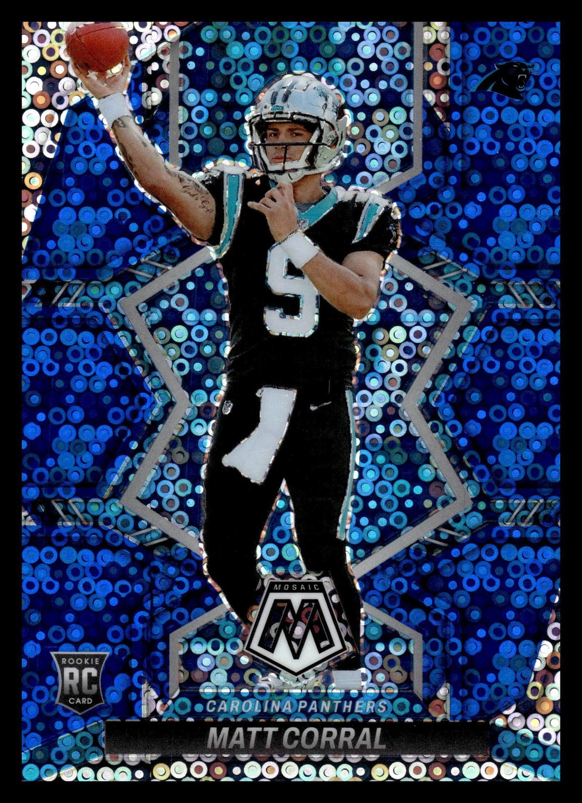 2022 Panini Mosaic No Huddle Blue Rookie /75 #304 Matt Corral Carolina Panthers