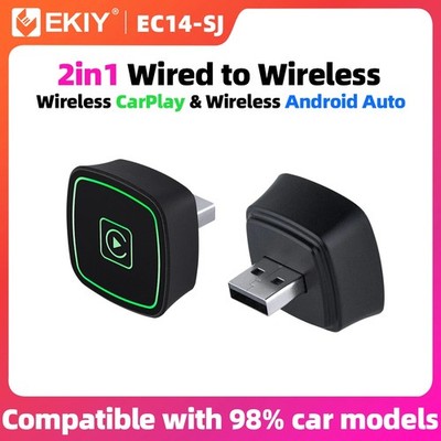 EKIY 2in1 Wireless CarPlay Dongle - Convert Wired to Wireless, Fast Setup