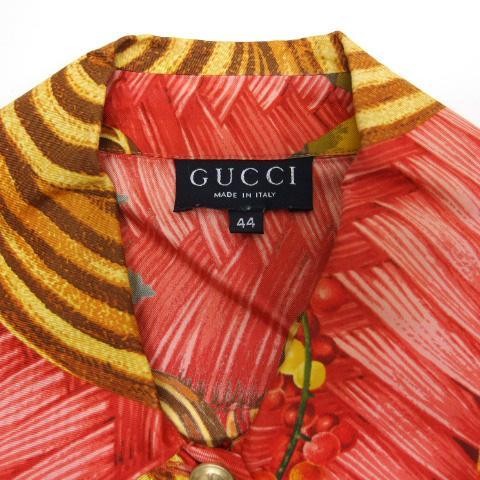 Gucci Fruchtmuster Seide 100% Setup goldener Knopf 44 Größe Made in Italy gebraucht - Bild 5 von 10
