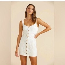 MinkPink Saskia Eyelet Belted Mini Dress Small