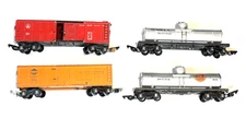 LOT OF 4 - Vintage American Flyer S Gauge Freight Tanker Model Train Cars GULF