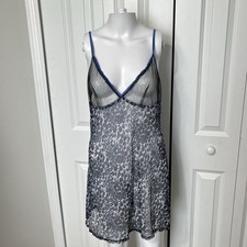 VTG Y2K Victoria  s Secret 2002 Mesh Leopard Sheer Cami Slip Dress Nightie Sz L