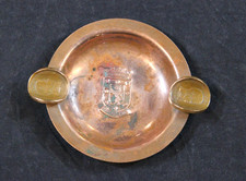 VINTAGE SANTIAGO CHILE SOUVENIR COPPER ASHTRAY BERNARDO O'HIGGINS COINS