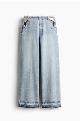 STELLA MCCARTNEY H&M CRYSTAL-STAR STRAIGHT-LEG JEANS SIZE 18