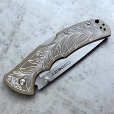 Hand Engraved Cold Steel Code 4 Tanto Pocket Knife 58PT Aluminum Handle