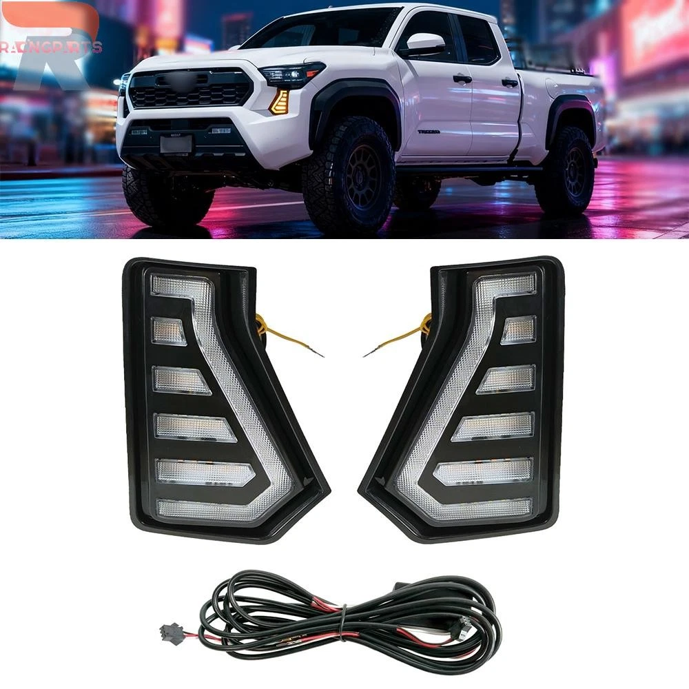 LED Fog Lights for 2024-2026 Toyota Tacoma DRL Turn Signal Front Bumper Lamps