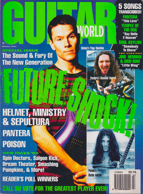 Guitar World Magazine March 1993 Helmet Sepultura Pantera Dimebag Kotzen
