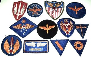 LOT OF ORIGINAL CUT EDGE WW2 KW MISC. AAF & USAF PATCHES (1 GLOWS)