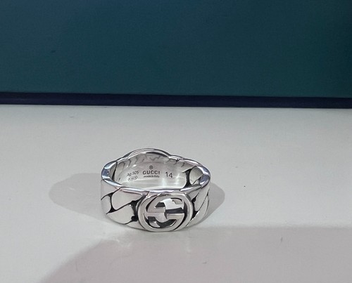 Gucci Interlocking GG black in 925 Sterling Silver Sz US 7/ Italy 14 - Picture 2 of 3