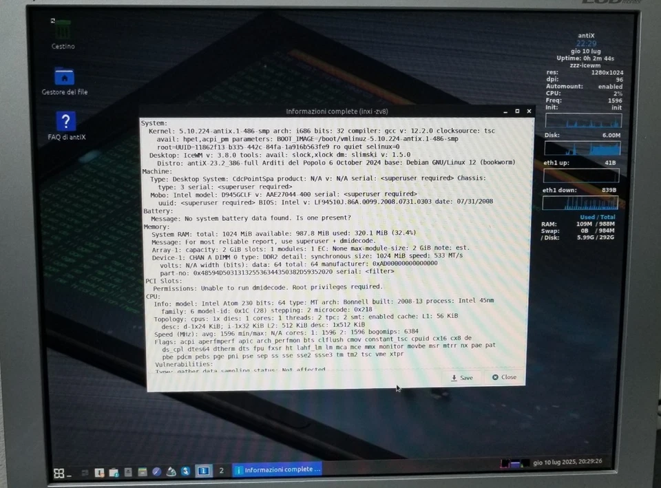 Retro Box Pc Intel Atom Linux Antix Dosbox 1GB RAM 160GB HDD - Immagine 2 di 4
