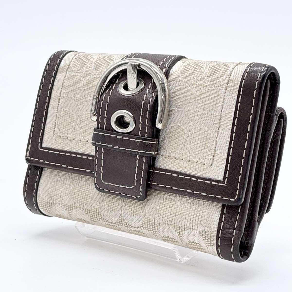 小物 Vintage Coach Soho Signature Wallet Vintage Coach Soho Buckle Bifold brown Leather Wallet signature
