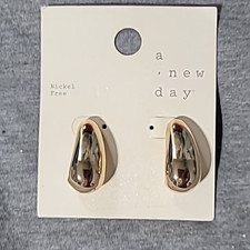 Gold Smooth J Shape Hoop Earrings - A New Day Gold Nickel-Free Metal Statement