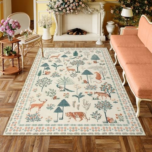 Jungle Kids Rugs for Bedroom Aesthetic, Animal Area Mat 5x7 Playroom Living - Picture 2 of 7