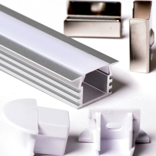 2m 2212 PROFILO ALLUMINIO DA INCASSO PER STRISCE STRIP LED BARRA RIGIDA 2MT - Foto 6 di 6