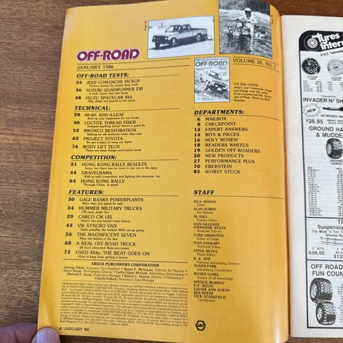 OFF-ROAD Magazine JANUARY 1986 Comanche Torture test - Picture 2 of 4
