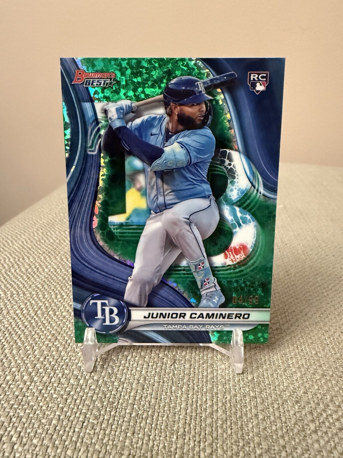 Junior Caminero 2024 Bowman’s Best Baseball Green Refractor #4/99 Card TP-18