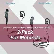 2x Swivel Earpiece  with PTT  for Motorola Radios APX6000 DP4800 MTP850 XPR7550