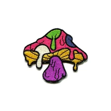 Colorful Melting Psychedelic Mushroom Embroidered Iron On Patch DIY Applique