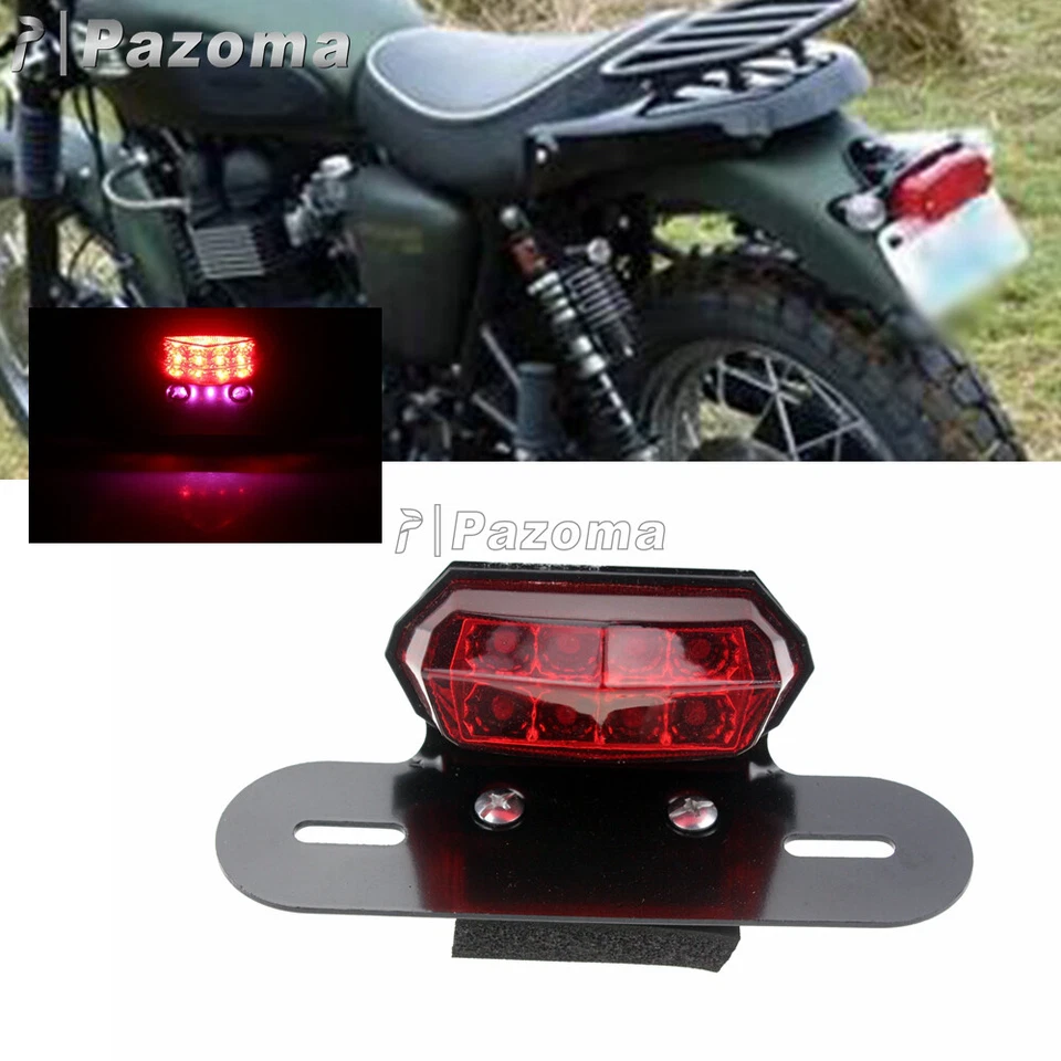 Luz trasera de matrícula de freno Lucas LED para motocicleta Cafe Racer Bobber Chopper Foto 3 de 4