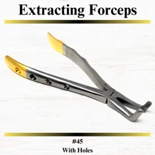 German Dental Extracting Forceps #45 Serrated Beaks Teeth & Root Extraction-Gold