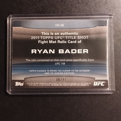 #68/88 Ryan Bader Mat Relic Card From UFC 119 Indy 2011 Topps UFC Title Shot - Picture 2 of 2