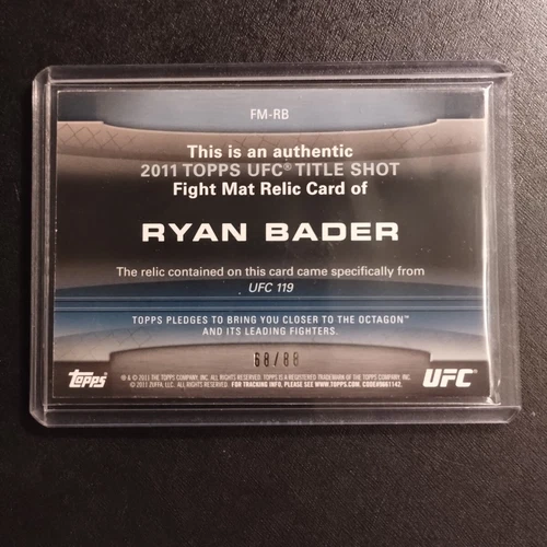 #68/88 Ryan Bader Mat Relic Card From UFC 119 Indy 2011 Topps UFC Title Shot - Picture 2 of 2