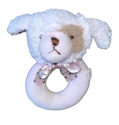 Bearington Baby collection lil Wiggles Rattle Pink Brown Puppy Grabber ...