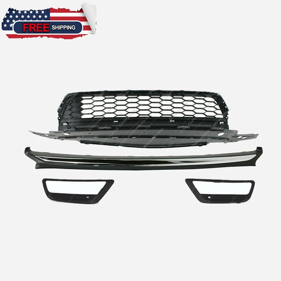 Front Grille Chrome Trim Fog Bezel Emblem Set For 2013-2015 Honda Accord (11PCS) Foto 3 de 4