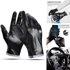 Men Winter Outdoor Gloves Waterproof Ski Cycling Leather Gloves for Cold Weather