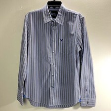 American Eagle Outfitters Gray Blue Striped Long Sleeves Men s Shirt Size M
