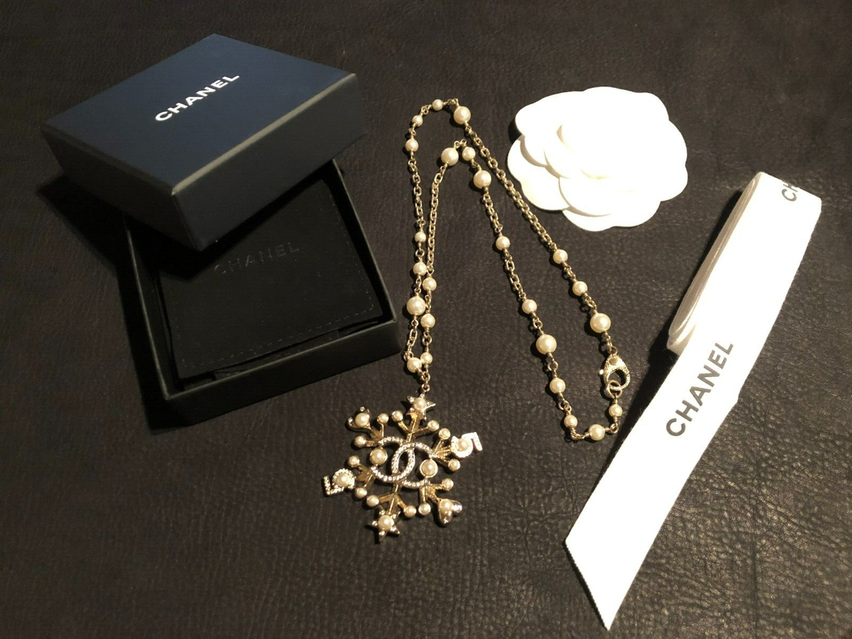 CHANEL Necklace Chain AUTH Coco Vintage Rare CC Logo Gold Crystal