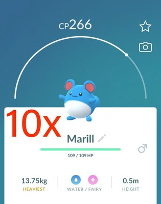 Pokemon - Marill x10 Trade Go - With Chance of Lucky