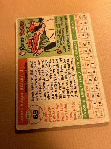1955 / ED BAILEY #69 ~ TOPPS BASEBALL CARD - CONDITION / EXCELLENT - Picture 18 of 24