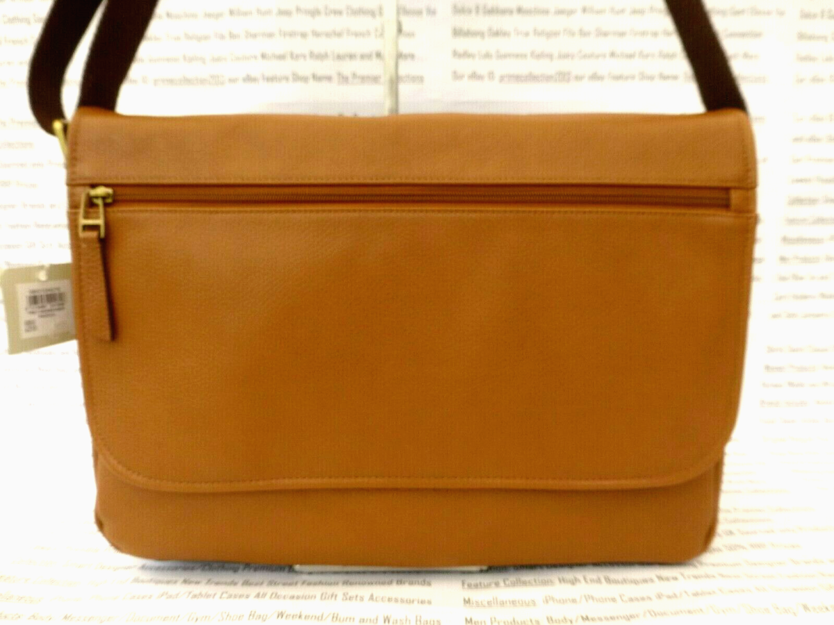 Sac messager en cuir FOSSIL pour hommes sac à bandoulière fin ton selle  Trey neu