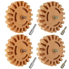 	Pei 4pcs Decal Remover Eraser Wheel Tool Kit 4inch Rubber Power Drill Attach...