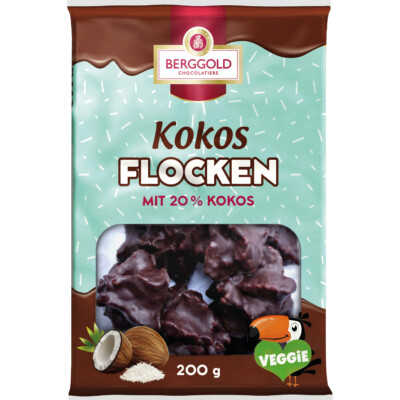 Berggold Kokos Flocken vegetarisch 20 Prozent Kokosnuss 200g