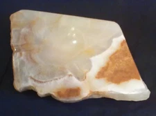 VINTAGE ALABASTER STONE ASHTRAY  10.75" X 8" 3lbs 3.9oz MCM  BEACH CABIN DECOR 