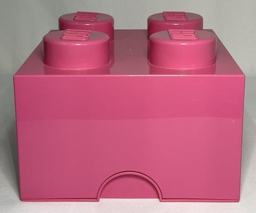 LEGO 4 Stud Brick Block Mini Figure Storage Box Pink 2012 Empty Container - Picture 9 of 16
