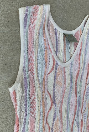 Vintage Coogi Sleeveless Sweater Dress Mini Multicolor Pastel Size L - Picture 12 of 24