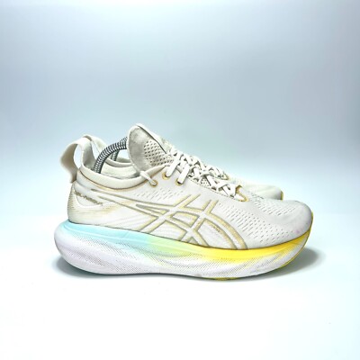 Asics Gel-Nimbus 25 White Neon Athletic Running Shoes Sneakers Women's Size 8.5